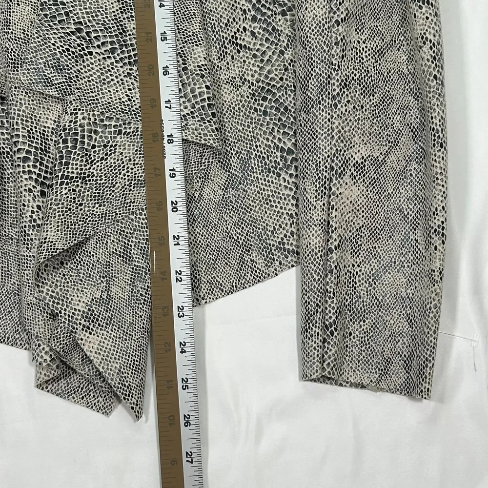 Blank NYC Snake Print Waterfall Draped Blazer Jacket Grey Open‎ Front Jacket Med - Picture 7 of 8
